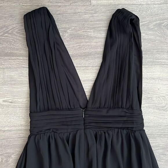 Lulus Heavenly Hues Maxi Dress Small Black Chiffon Slit Formal Wedding Guest 90s - Picture 11 of 12